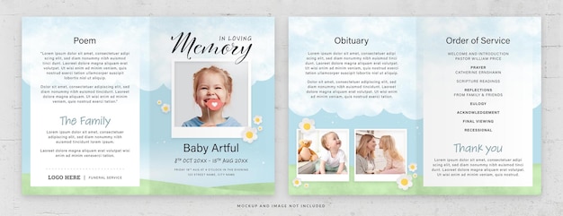 Kids Funeral Order of Service Card Template in PSD