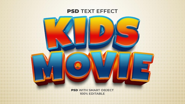 Kids movie text effect style. Editable text effect.