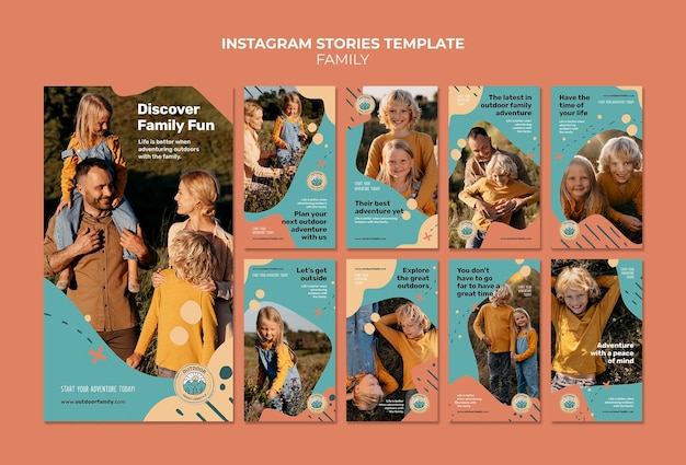 Modello di progettazione di storie di instagram per famiglie di bambini e genitori