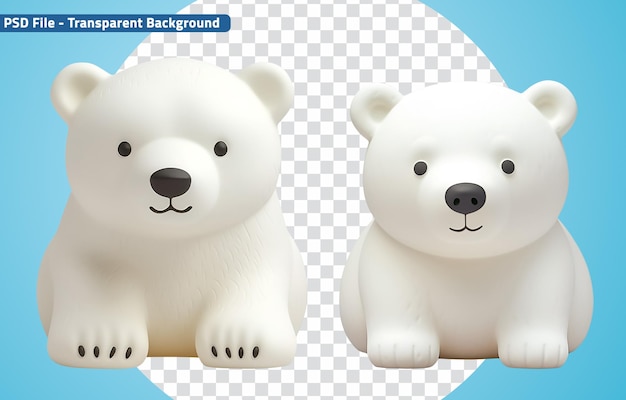 Kids plastic bath toys a 3d rendered cute polar bear set