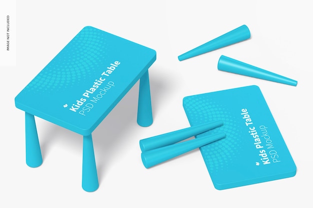 PSD kids plastic table mockup, top view