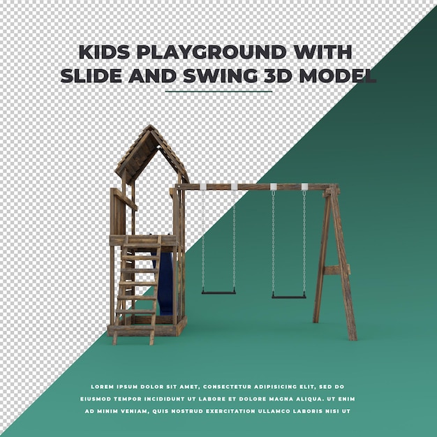 PSD kids playground with slide and swing