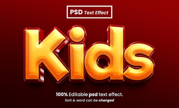 Effetto di testo psd premium per bambini con sfondo