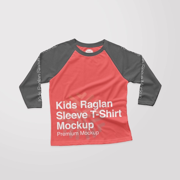 PSD maglietta manica raglan per bambini mockup frontale