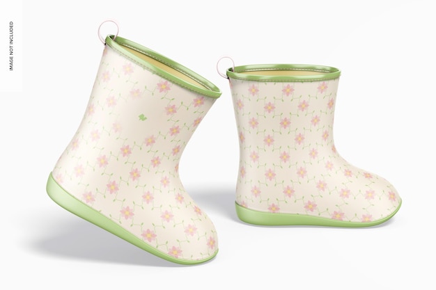 Kids rain boots mockup, right view