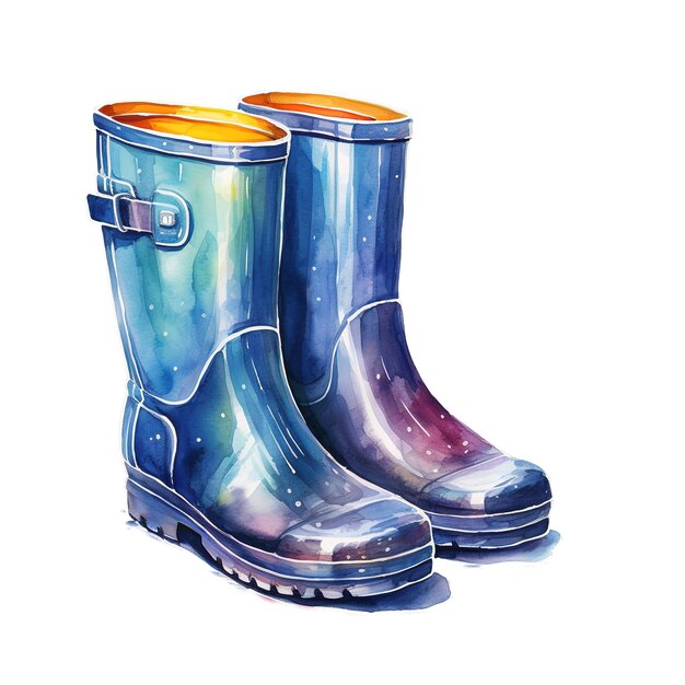 PSD kids rainboots for christmas event watercolor style ai generated