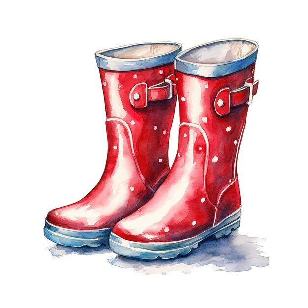 PSD kids rainboots for christmas event watercolor style ai generated