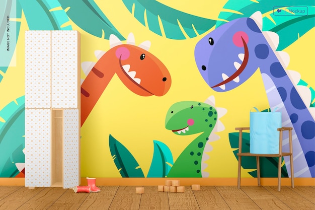 Kids room wall mockup 01