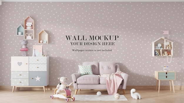 Kids room wall mockup design