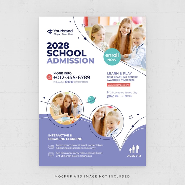 PSD kids school admission flyer template in psd