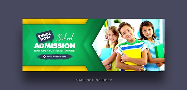 어린이 학교 입학 소셜 미디어 게시물 웹 배너 전단지 및 페이스 북 표지 사진 디자인 템플릿