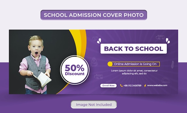 어린이 학교 입학 소셜 미디어 게시물 웹 배너 전단지 및 페이스 북 표지 사진 디자인 템플릿