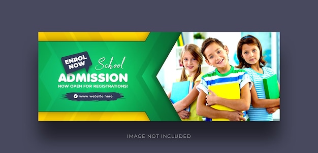 PSD kids school admission social media post web banner flyer and facebook cover photo design template