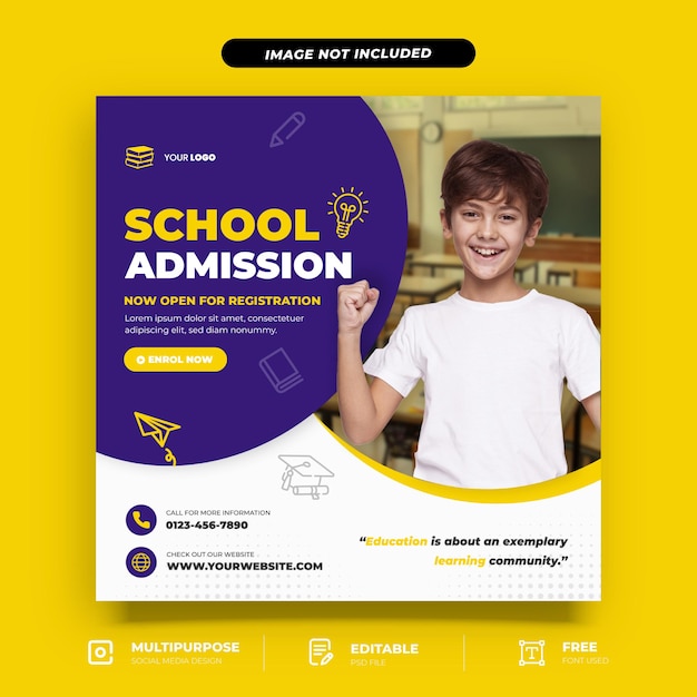 Kids school admission social media template