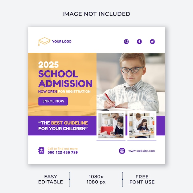 Kids school admission social media template