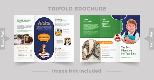 kids school admission trifold brochure template