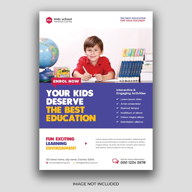 PSD kids school education admission flyer template premium psd