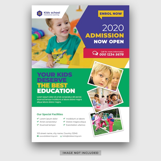 PSD kids school education admission flyer template psd premium psd