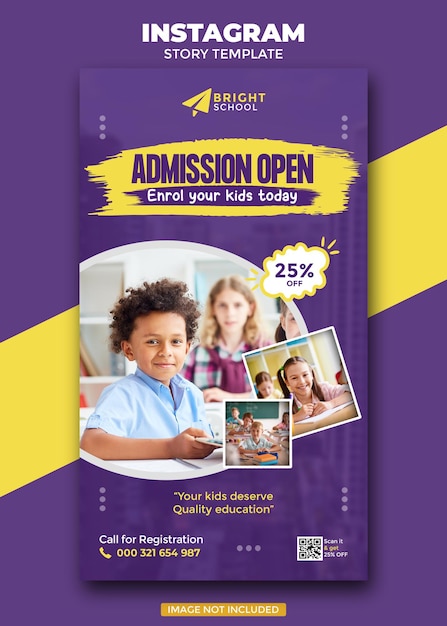 Kids school education admission Instagram post Template