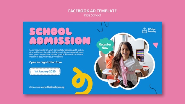 PSD kids school facebook template