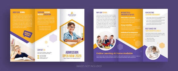 Kids school toelating driebladige brochure sjabloon