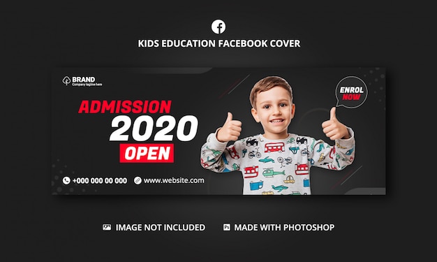 PSD kids school toelating sociale media cover, facebook voorbladsjabloon