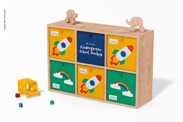 Kids Shelf Organizer Mockup Perspective