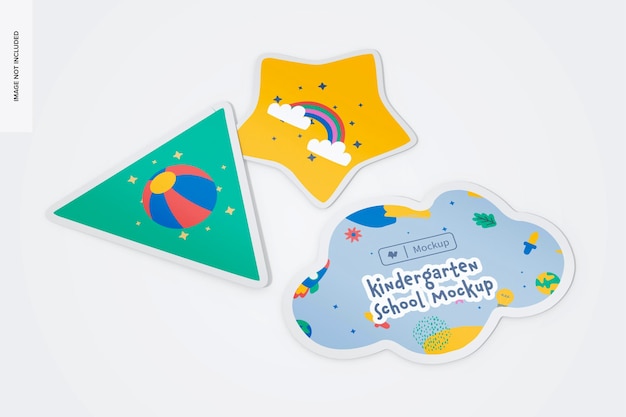 Kids stickers set mockup