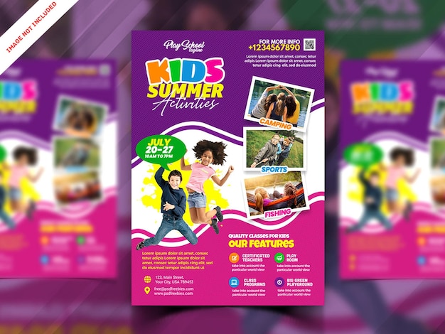 PSD kids summer activities flyer design psd