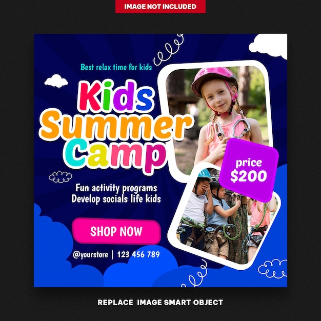 Kids summer camp banners post