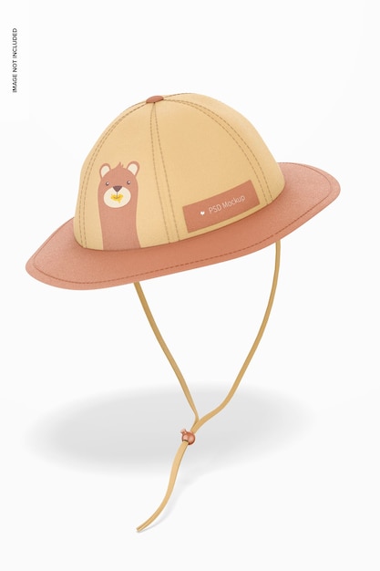 Kids sun hat mockup, falling