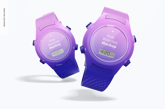 Kids Watches Mockup, Falling