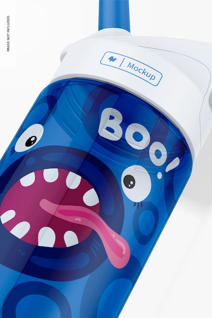 Kids Water Bottle Mockup, Close Up