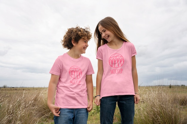 Kids wearing clothing in countryside