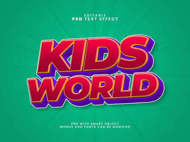 PSD kids world text effect