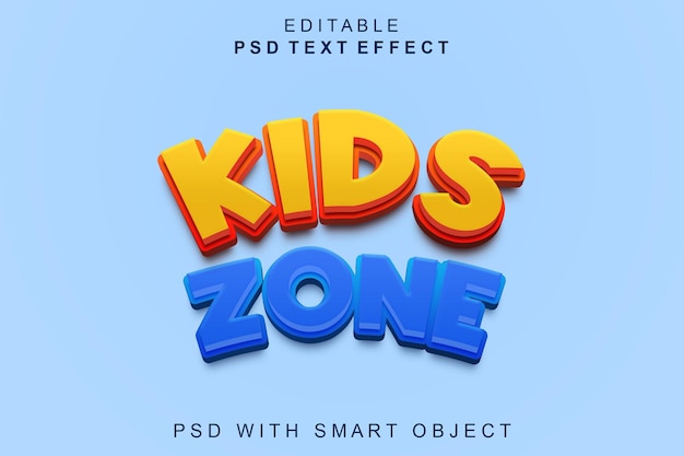 PSD kids zone 3d text effect