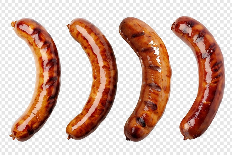 PSD kiełbaski izolowane na przezroczystym tle