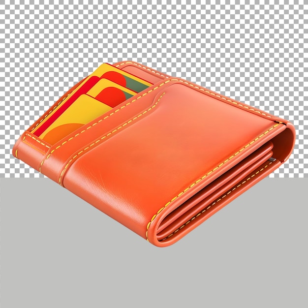 PSD kieszonkowy skórzany portfel na przezroczystym tle