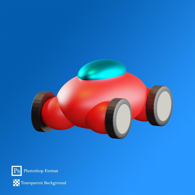 PSD kikker auto 3d illustratie