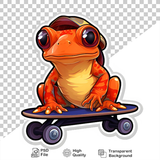 Kikker op skateboard sticker geïsoleerd op transparante achtergrond inclusief png-bestand