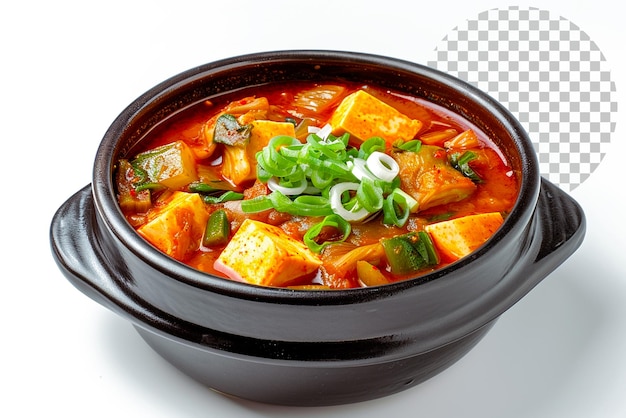 PSD kimchi jjigae or kimchi soup with soft tofu korean cuisine on transparent background