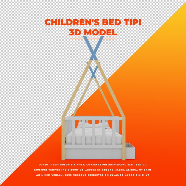 PSD kinderbed tipi geïsoleerd model