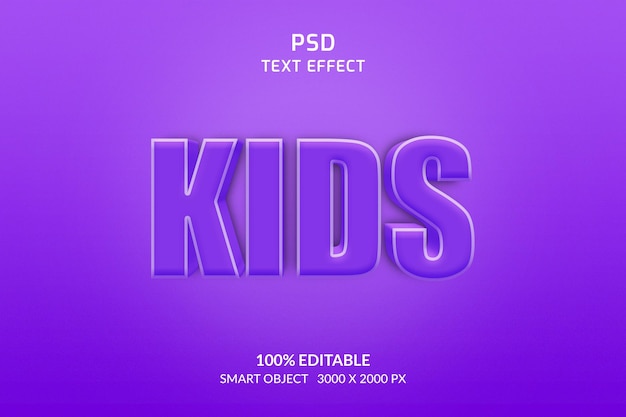 Kinderen 3d-tekststijleffect psd-sjabloon