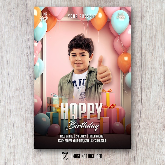 PSD kinderen gelukkige verjaardag flyer social media banner post