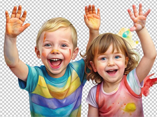 PSD kinderen met handschilderij splash