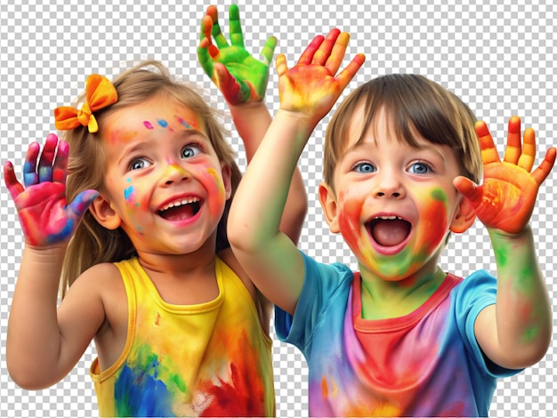 PSD kinderen met handschilderij splash