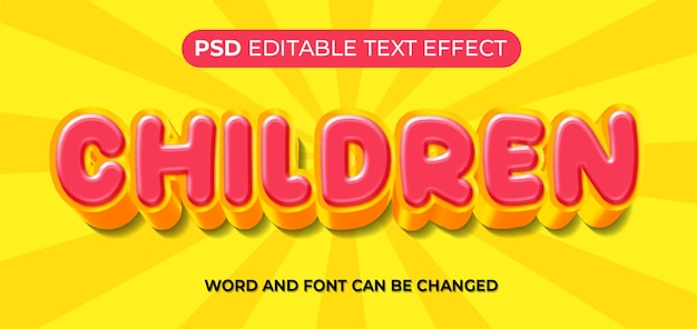 Kinderen Teksteffect 3D Psd