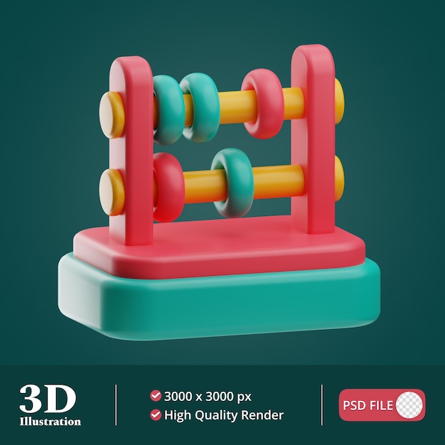 PSD kindergarten abacus illustration 3d