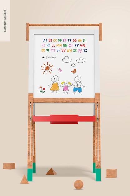 PSD kindergarten chalkboard mockup front view