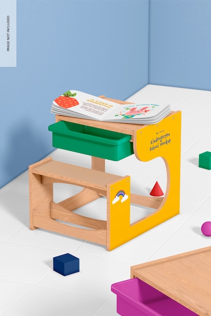 Kindergarten Desk Mockup Left View